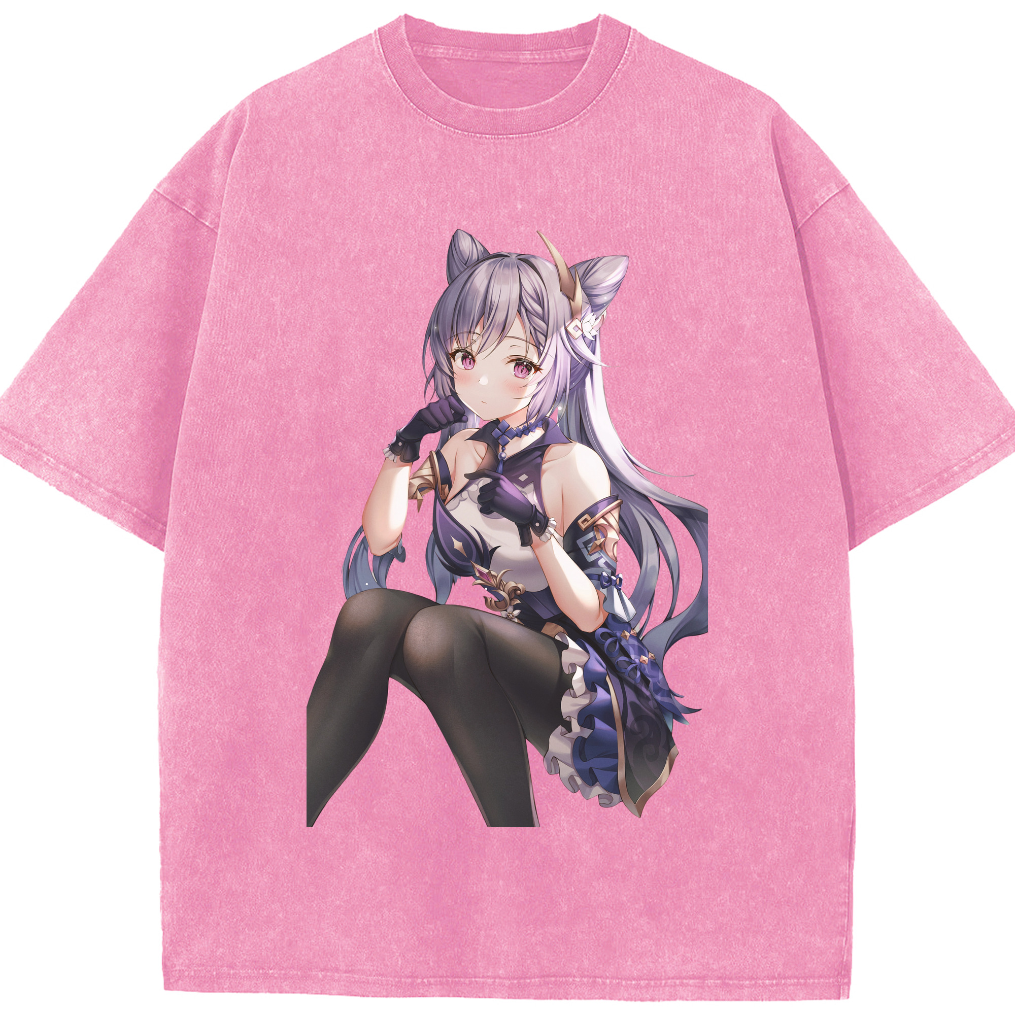 げんし神 刻晴 こくせい genshin Kokusei 綿100% ヴィンテージ風 半袖Tシャツ（フロントプリント）